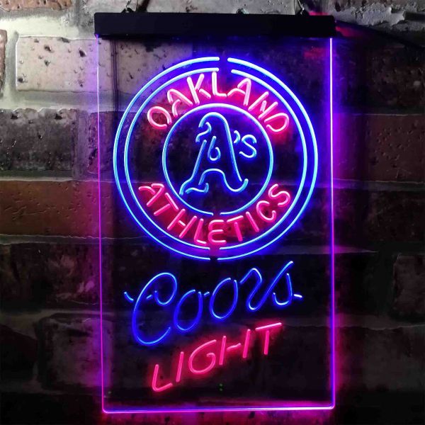 Oakland Athletics Coors Light Dual LED Neon Light Sign